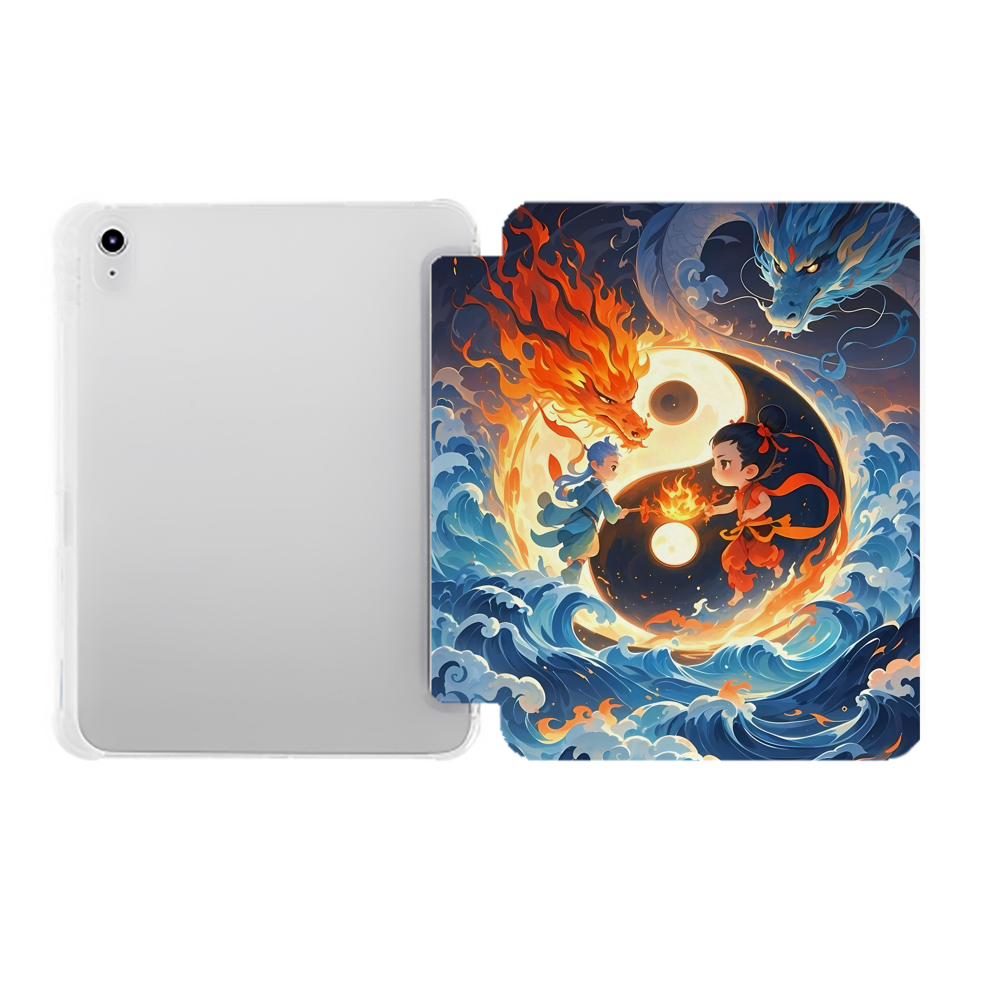 （画像用） Ne Zha 2 ナタ 魔童の大暴れ IPad ケース ペン収納付き 三つ折りスタンド PUレザー×シリコン 対応機種9.5/10.5/10.9インチ